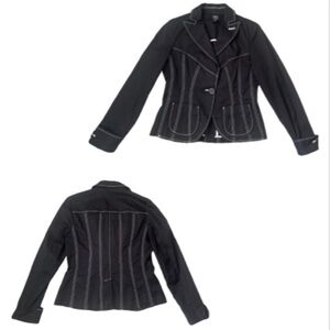 Women’s Y2K  Black  Blazer Jacket with White Accents